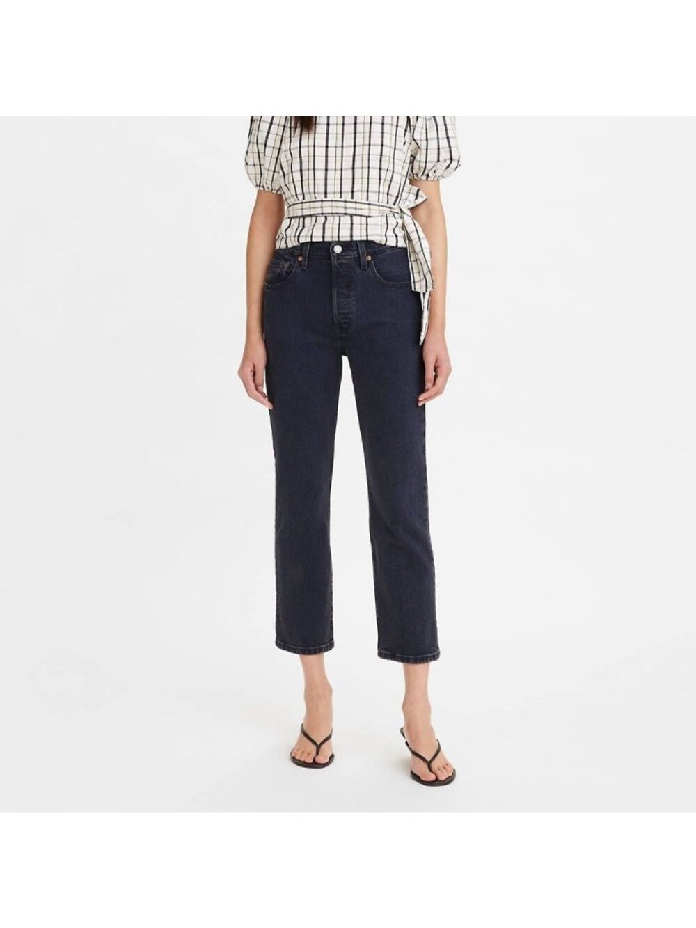 Levis 501 Jeans High Rise Dark Blue Classic Contemporary Chic Timeless Womens 32